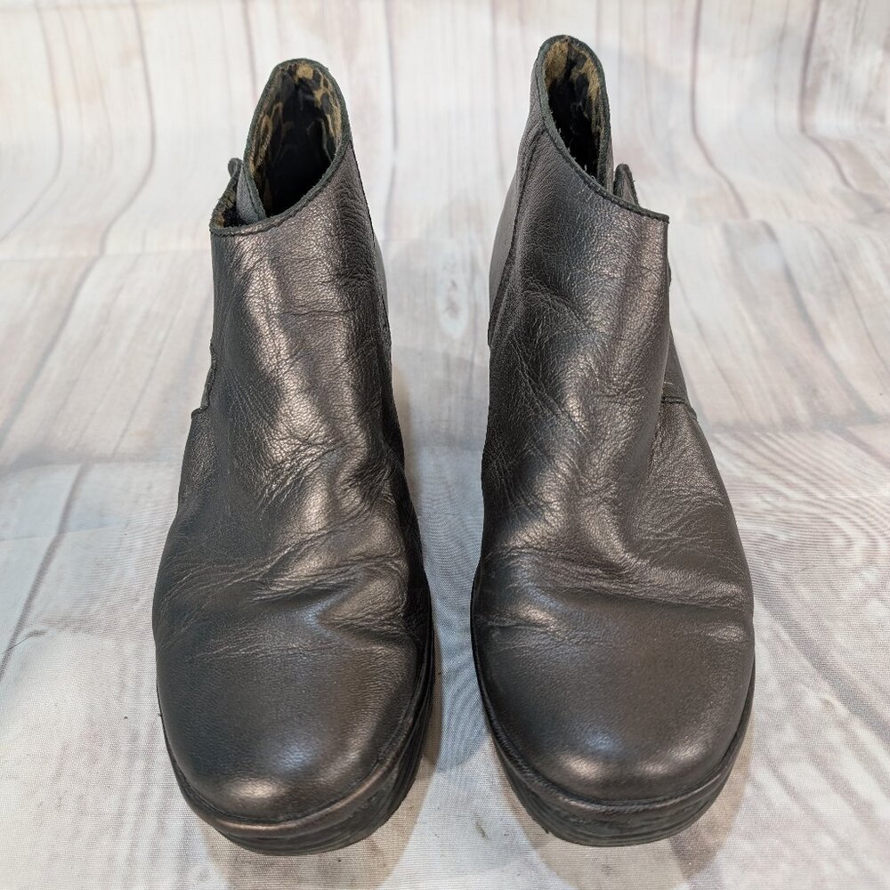 Fly London Y-Style Ankle Wedge Boots Black Women 40